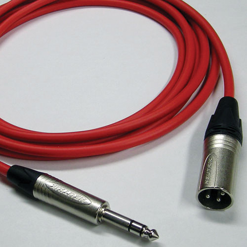 Canare Star Quad 3-Pin XLR Male to 1/4 TRS Male Cable (Red, 3')