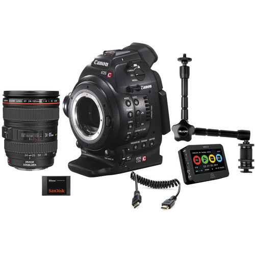 Canon EOS C100 Kit with Dual Pixel CMOS AF, EF24-105 Lens, Atomos Ninja 2, SSD, HDMI Cable & Magic Arm
