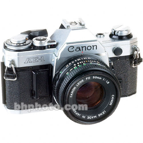 Canon AE-1 35mm SLR Camera (Chrome) with 50mm f/1.8 FD Lens
