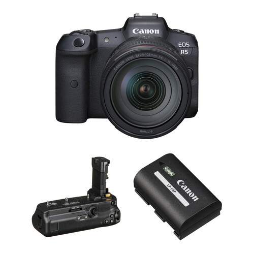 Canon EOS R5 Mirrorless Camera with 24-105mm f/4 Lens and Battery Grip Kit