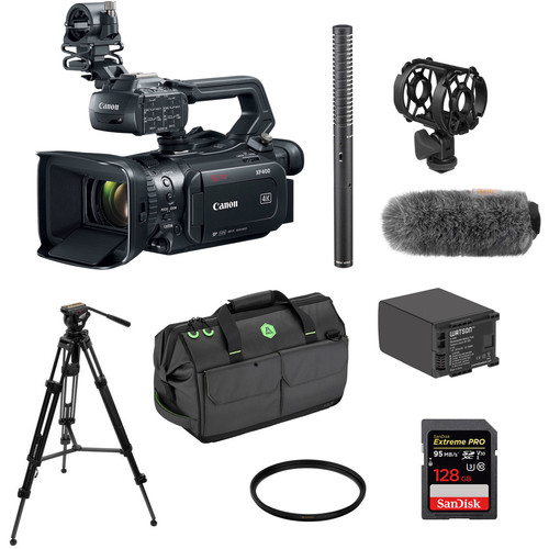Canon XF400 UHD 4K60p Camcorder Kit with Tripod, Shotgun Mic,