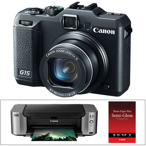 Canon PowerShot G15 Digital Camera with Inkjet Printer Kit B&H