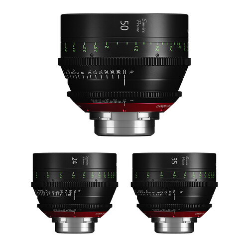 Canon CN-E Sumire Prime 3-Lens Kit (24, 35, 50mm, PL Mount, Feet)