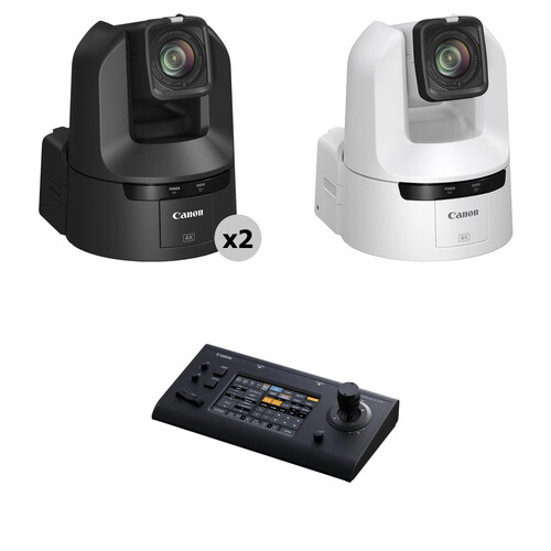 Canon CR-N350 4K 3G-SDI NDI 20x Zoom PTZ 3-Camera Kit with Touchscreen Controller (2x Black, 1x White)