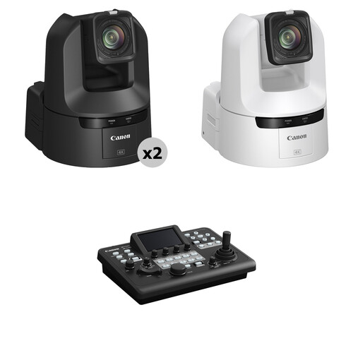 Canon CR-N350 4K NDI PTZ 3-Camera Kit with RC-IP300 Controller (2 Black, 1 White)