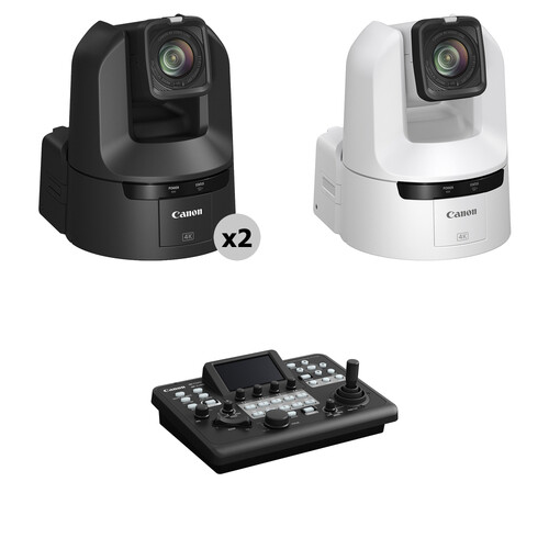 Canon CR-N400 4K 12G-SDI NDI 20x Zoom PTZ 3-Camera Kit with Touchscreen Controller (2 Black, 1 White)
