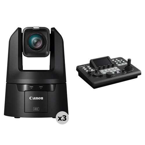 Canon CR-N500 4K NDI HX2 PTZ 3-Camera Kit with RC-IP300 Controller (Black)
