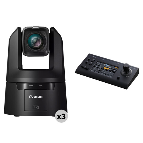 Canon CR-N500 4K NDI PTZ 3-Camera Kit with RC-IP100 Controller (Black)