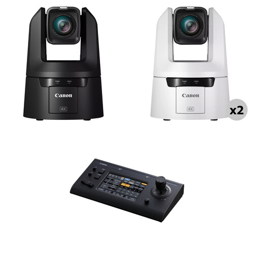 Canon CR-N500 4K PTZ 3-Camera Kit with RC-IP100 Controller (White/Black)