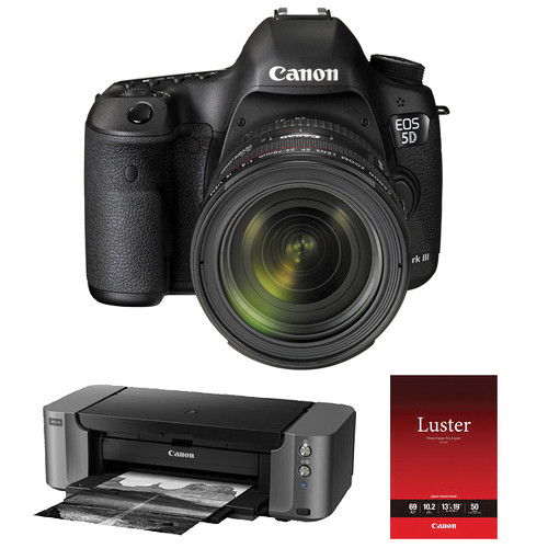 Canon EOS 5D Mark III DSLR Camera Kit with EF 24-70mm f/4L IS USM Lens & PIXMA PRO-10 Printer