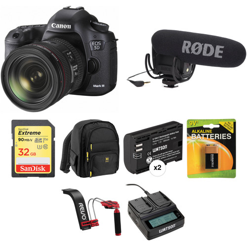 Canon EOS 5D Mark III DSLR Camera with 24-70mm f/4L IS Lens Video Production Kit