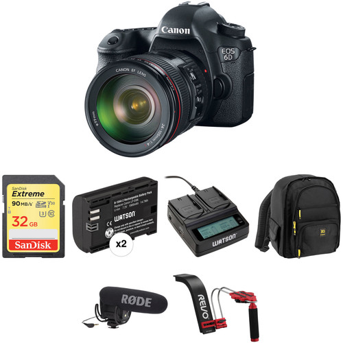 Canon EOS 6D DSLR Camera with EF 24-105mm f/4L IS USM Lens Video Kit