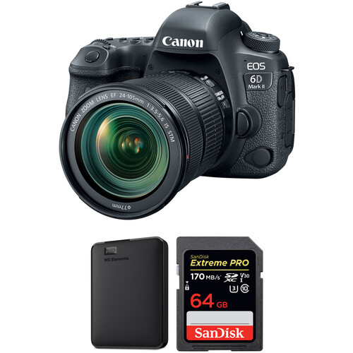 Canon EOS 6D Mark II DSLR Camera with 24-105mm f/3.5-5.6 Lens and Storage Kit