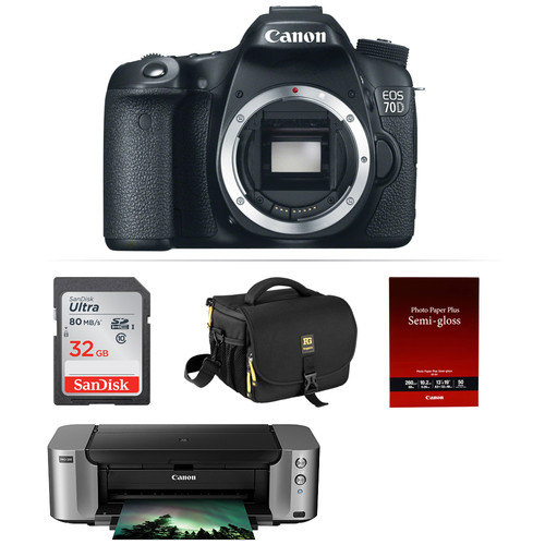 Canon EOS 70D DSLR Camera with PIXMA PRO-100 Printer Kit