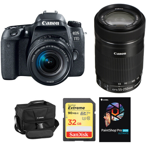 Canon EOS 77D DSLR Camera with 18-55mm and 55-250mm Lenses Kit