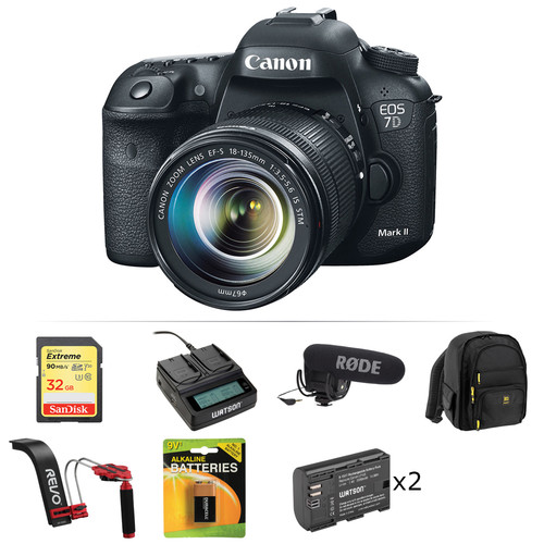 Canon EOS 7D Mark II DSLR Camera with 18-135mm Lens and Shotgun Microphone Kit