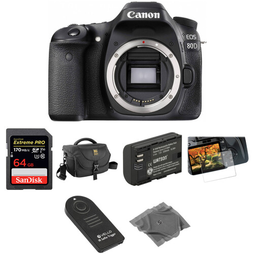 Canon EOS 80D DSLR Camera Basic Kit B&H Photo Video