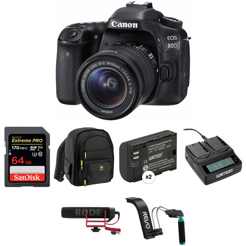 Canon EOS 80D DSLR Camera with 18-55mm Lens Video Kit B&H Photo