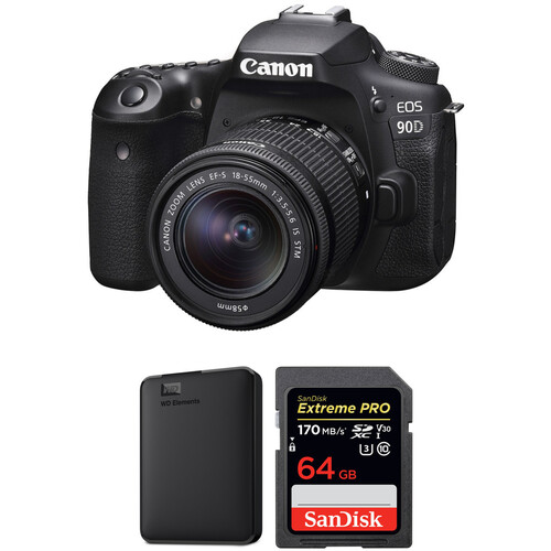 Canon EOS 90D DSLR Camera with 18-55mm Lens and Storage Kit B&H