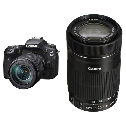 Canon EOS 90D DSLR Camera with 18-135mm and 55-250mm Lenses Kit
