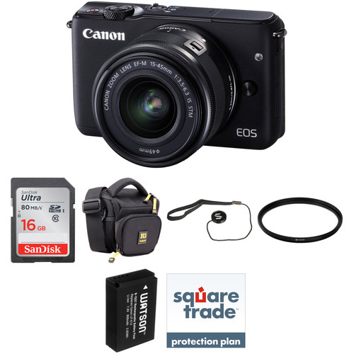 Canon EOS M10 Mirrorless Digital Camera with 15-45mm Lens Deluxe Kit (Black)