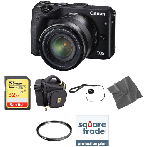 Canon EOS M3 Mirrorless Digital Camera with 18-55mm Lens Deluxe Kit (Black)