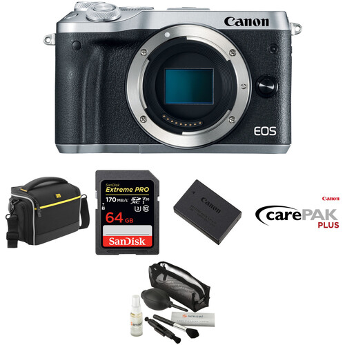 Canon EOS M6 Mirrorless Digital Camera Body Deluxe Kit (Silver)