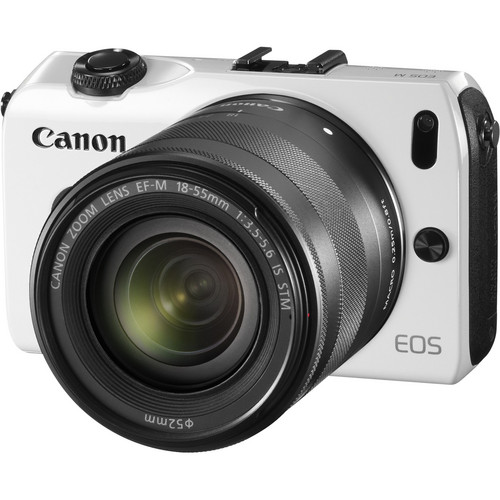 Canon EOS-M Mirrorless Digital Camera with EF-M 18-55mm f/3.5-5.6 IS STM Lens (White)