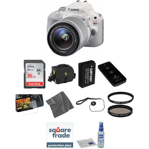Canon EOS Rebel SL1 DSLR Camera with 18-55mm Lens Deluxe Kit (White)