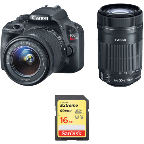 Canon EOS Rebel SL1 DSLR Camera with 18-55mm and 55-250mm Lenses Kit (Black)