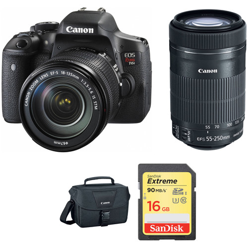 Canon EOS Rebel T6i DSLR Camera with 18-135mm and 55-250mm Lenses Kit