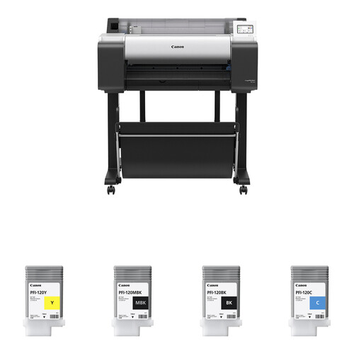 Canon imagePROGRAF TM-250 24" Large-Format Printer with Four PFI-120 Ink Cartridges Kit