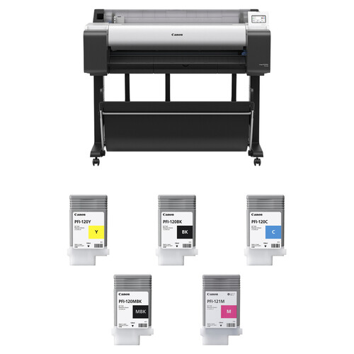 Canon imagePROGRAF TM-350 36" Large Format Printer with One PFI-121M and Four PFI-120 Ink Cartridges Kit