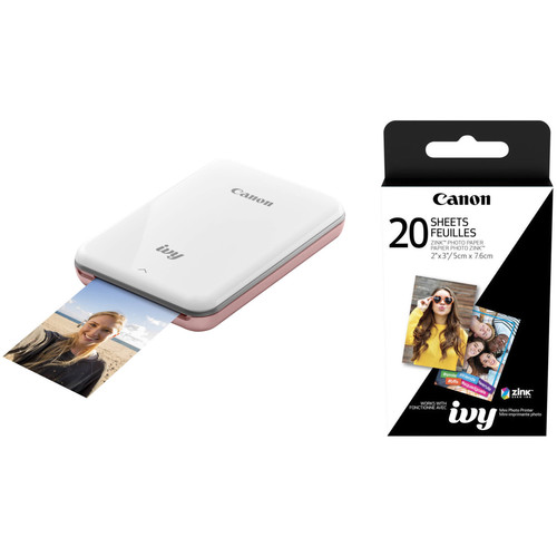 Canon IVY Mini Smartphone Printer (Rose Gold) with 2 x 3