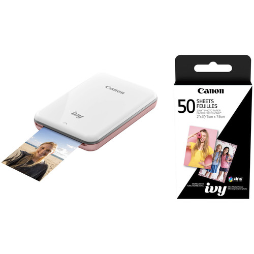 Canon IVY Mini Smartphone Printer (Rose Gold) with 2 x 3