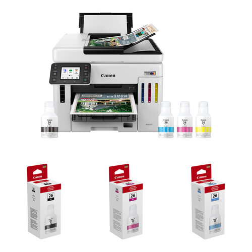 Canon MAXIFY GX7120 Wireless MegaTank All-in-One Color Printer with Three GI-26 Ink Bottles Kit