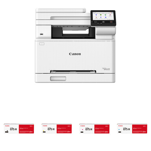 Canon MF665Cdw Multifunction Wireless Color Laser Printer with Four 075 High-Capacity Toner Cartridges Kit