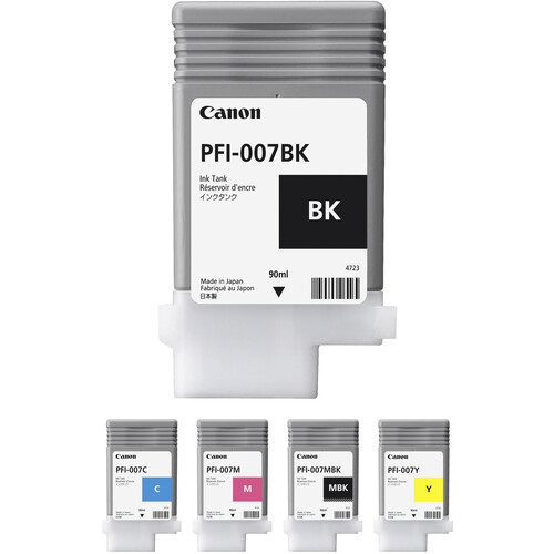 Canon PFI-007 Ink Tank Bundle for imagePROGRAF iPF670E 24" Large-Format Inkjet Printer