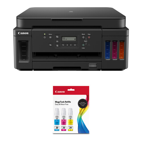 Canon PIXMA G6020 Wireless MegaTank All-in-One Printer with GI-20 Ink Bottle Kit