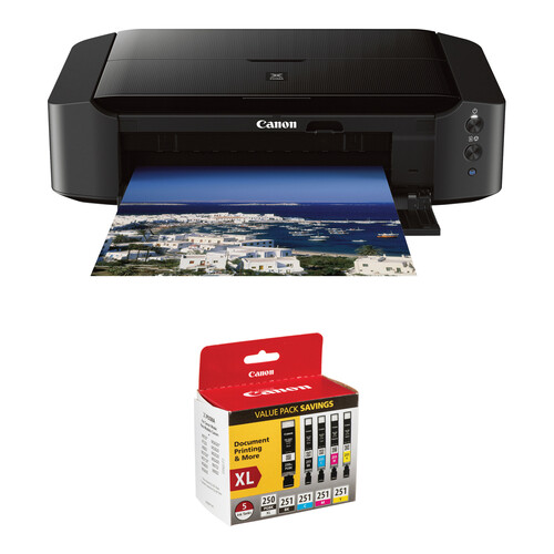 Canon PIXMA iP8720 Wireless Inkjet Photo Printer Kit with PGI-250XL & CLI-251 5-Cartridge Ink Tank Value Pack Kit