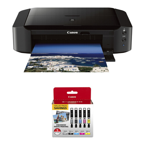 Canon PIXMA iP8720 Wireless Inkjet Photo Printer with CLI-251 5-Cartridge Ink Set Kit