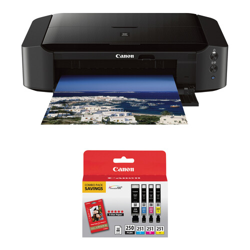 Canon PIXMA iP8720 Wireless Inkjet Photo Printer with GI-250 & CLI-251 4-Cartridge Combo Pack and 4 x 6" Photo Paper Kit