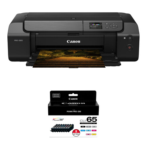 Canon PIXMA PRO-200S 13" Wireless Inkjet Photo Printer with 8 CLI-65 Ink Tank Value Pack Kit