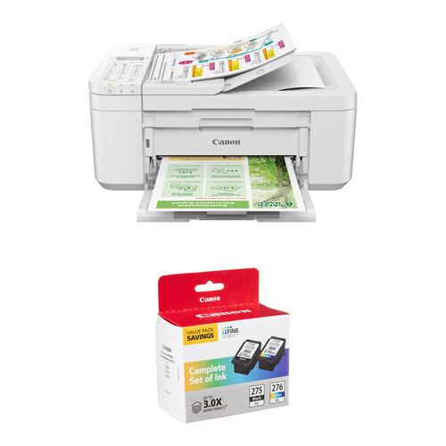 Canon PIXMA TR4720 Wireless All-in-One Printer with PG-275 XL/CL-276 XL Value Pack Kit (White)