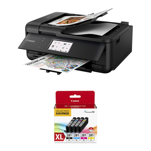 Canon PIXMA TR8620a Wireless Home Office All-in-One Printer with Four CLI-281 XL Color Ink Tanks Kit