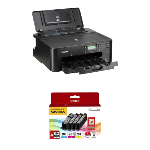 Canon PIXMA TS702a Wireless Photo Printer with PGI-280 XL/CLI-281 4-Color Ink Tank Combo Pack and 4 x 6" Photo Paper Kit