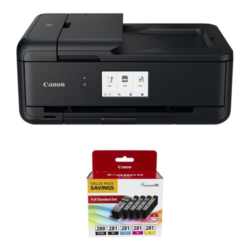 Canon Pixma TS9520a Wireless All-in-One Inkjet Printer with PGI-280/CLI-281 5-Color Value Pack Kit (Black)
