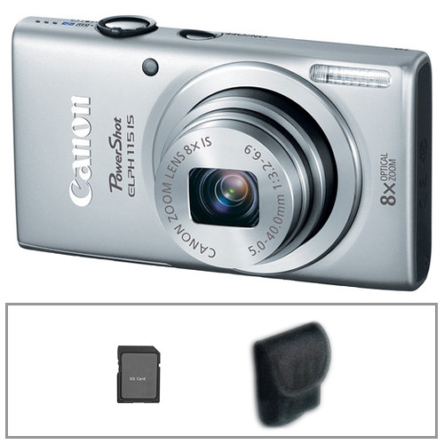 Canon PowerShot ELPH 115 IS Digital Camera Basic Kit (Silver)