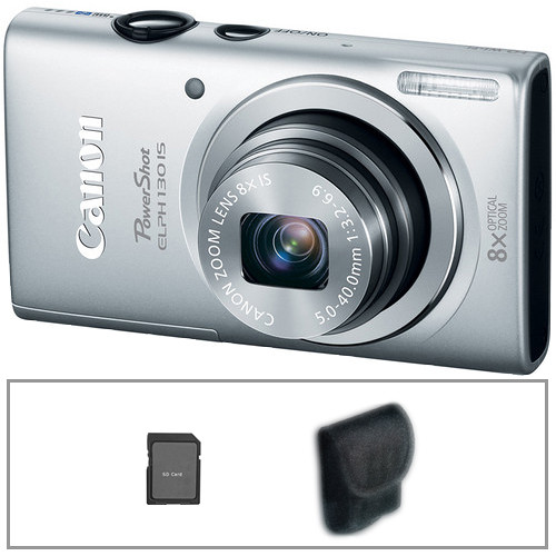 Canon PowerShot ELPH 130 IS Digital Camera Basic Kit (Silver)