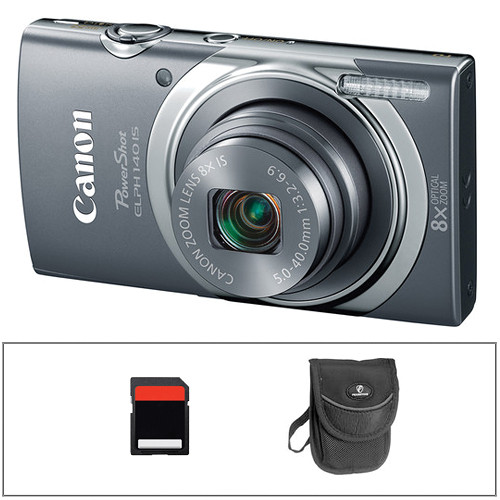 Canon PowerShot ELPH 140 IS Digital Camera Basic Kit (Gray)